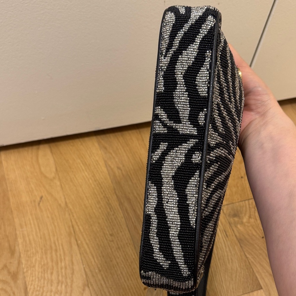 STAUD Black and Silver Zebra Beaded Shoulder Bag - Picture 6 of 6